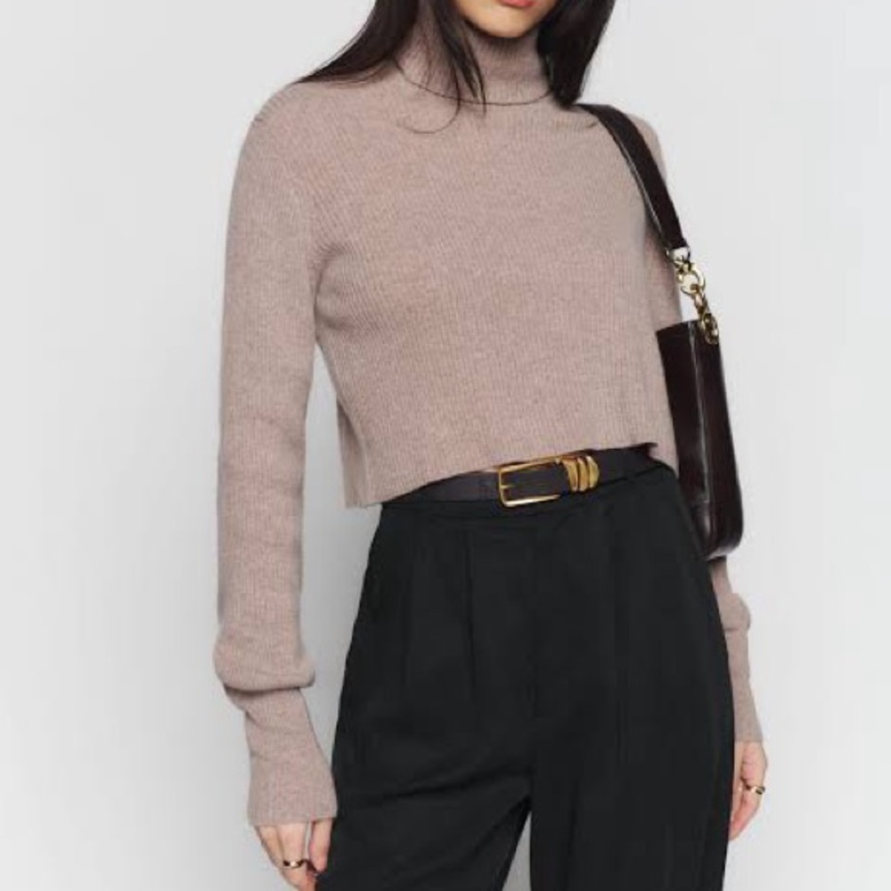 Reformation Taupe Turtleneck Sweater